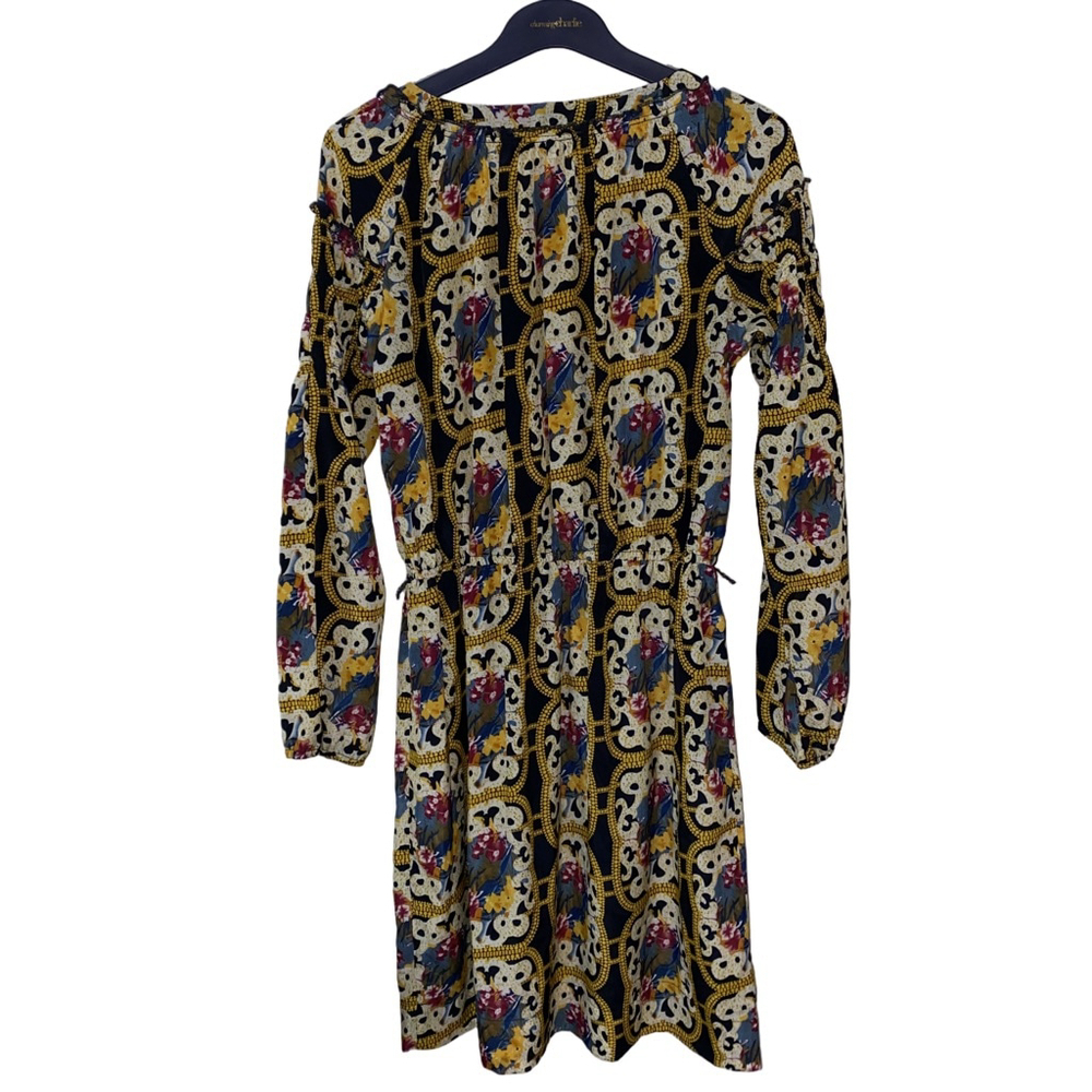 Women's Griffin Paris Versace Inspired Print Long Sleeve Midi Dress Size Large - Picture 2 of 6